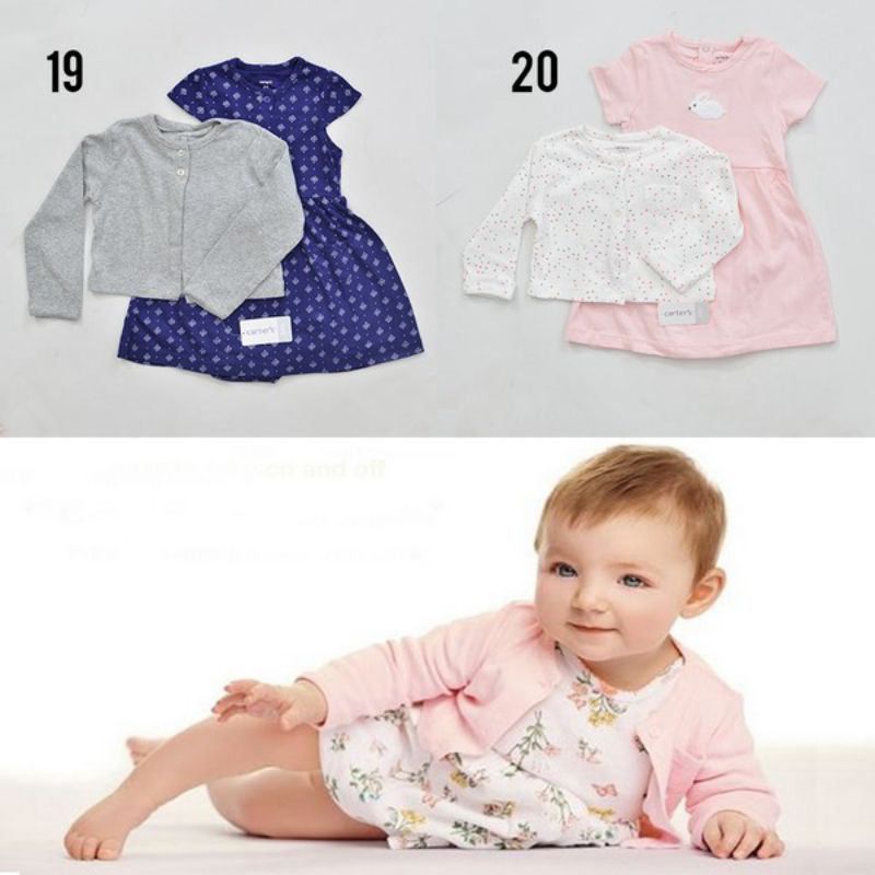 DRESS ROMPER CARDIGAN CARTER'S ANAK BAYI CEWEK C1037-3