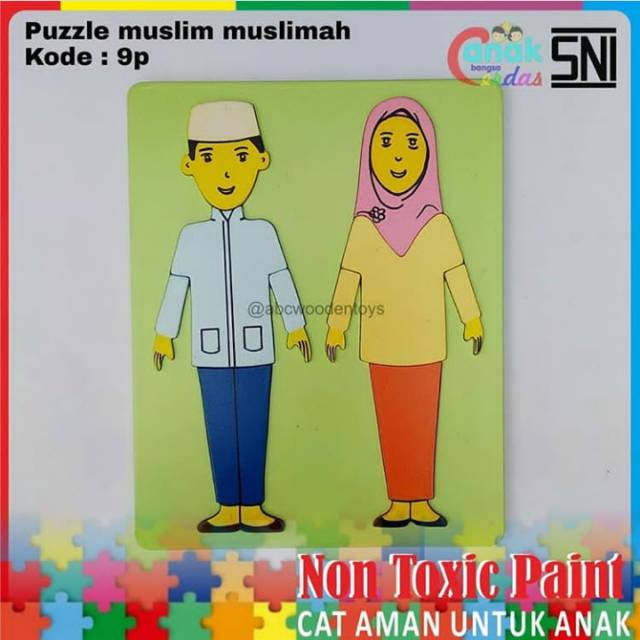 Puzzle muslim muslimah mainan anak edukasi SNI