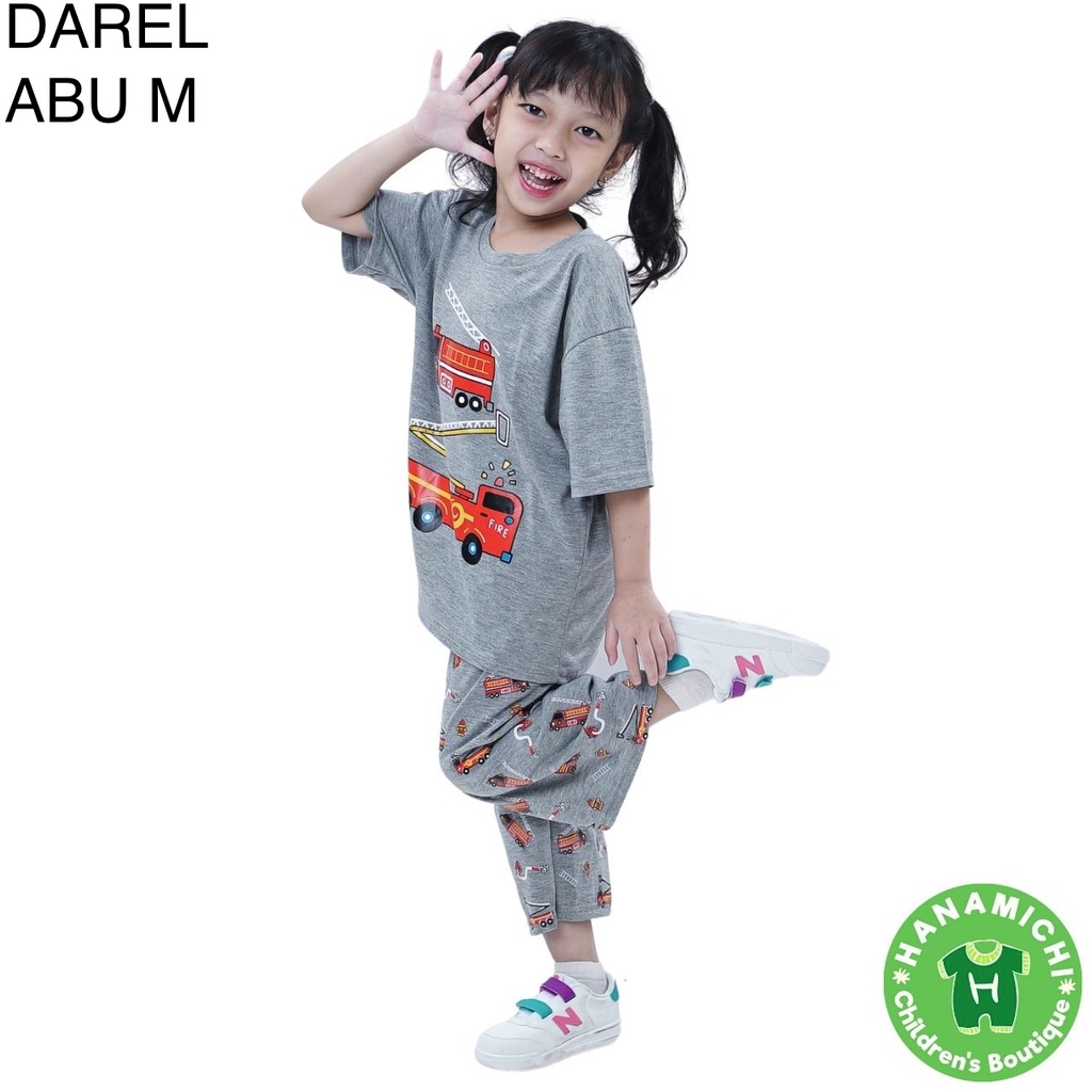 Hanamichi DAREL Setelan Baju Tidur Anak Lengan Pendek Celana 3/4