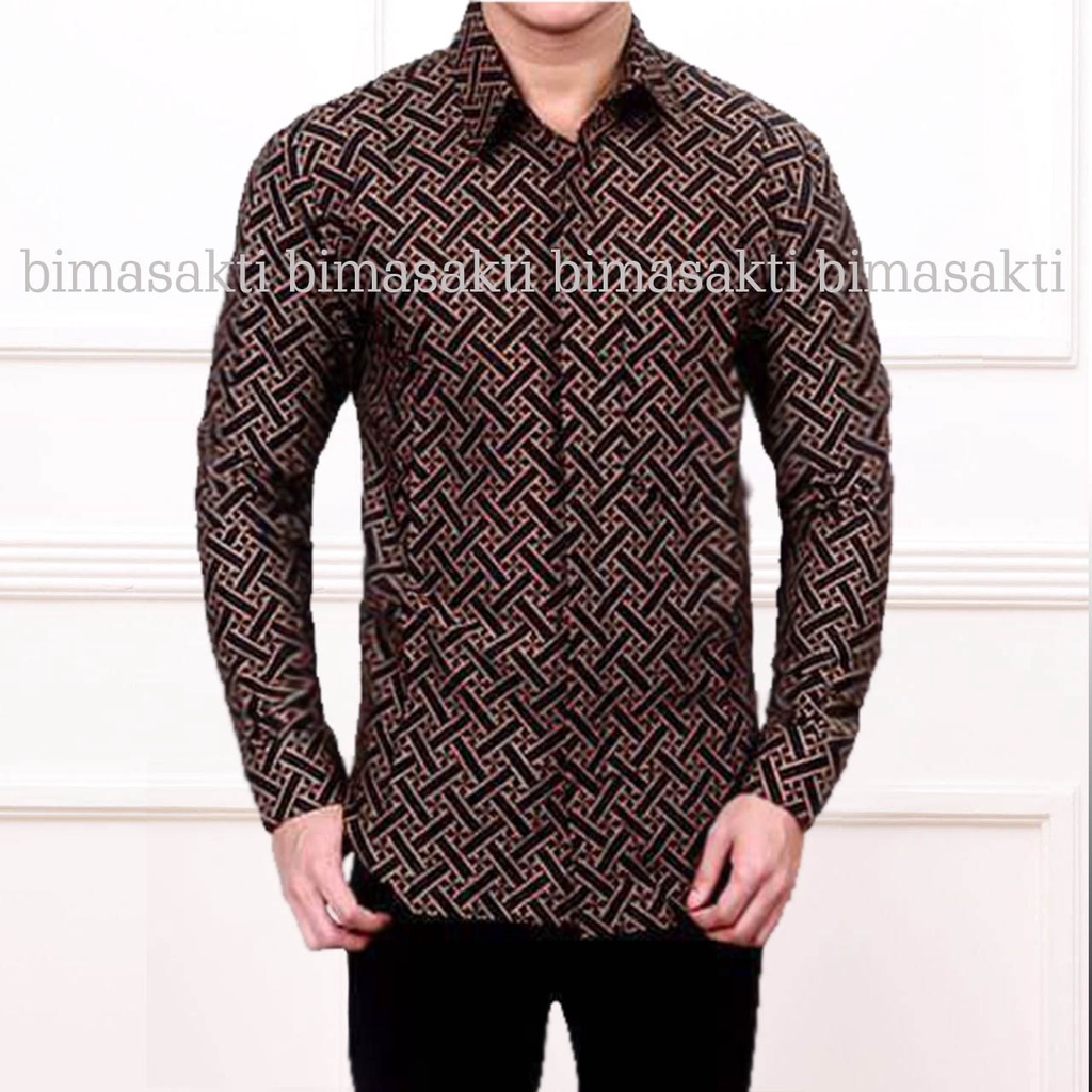 kemeja batik pria lengan panjang lawassan coklat - baju batik pria lengan panjang - kemeja batik cowok lengan panjang - kemeja batik laki laki lengan panjang - bimasakti - kemeja pria terbaru 2022 - kemeja pria kantor terbaru - baju batik cowok kondangan