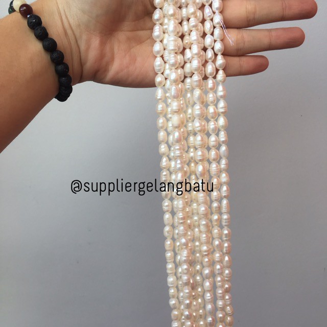 Bahan Aksesoris Mutiara Air Tawar Barok / Baroque 6 x 10mm oval pearl aksesoris craft gelang kalung