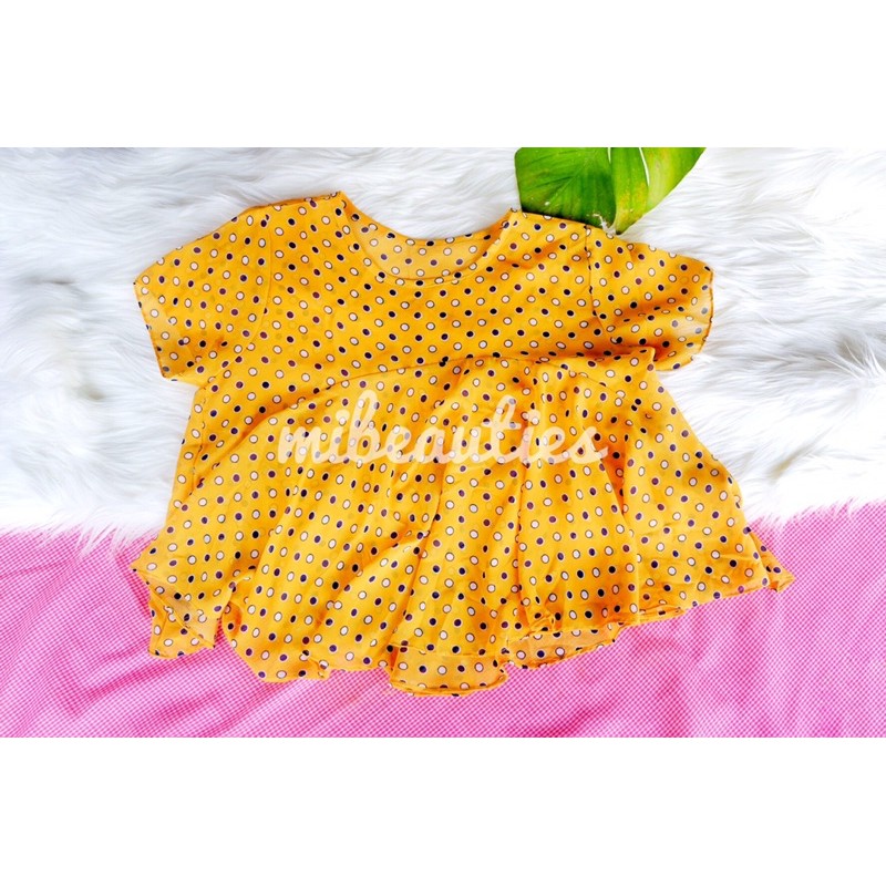 Baju Atasan Polkadot Kuning Korea Import
