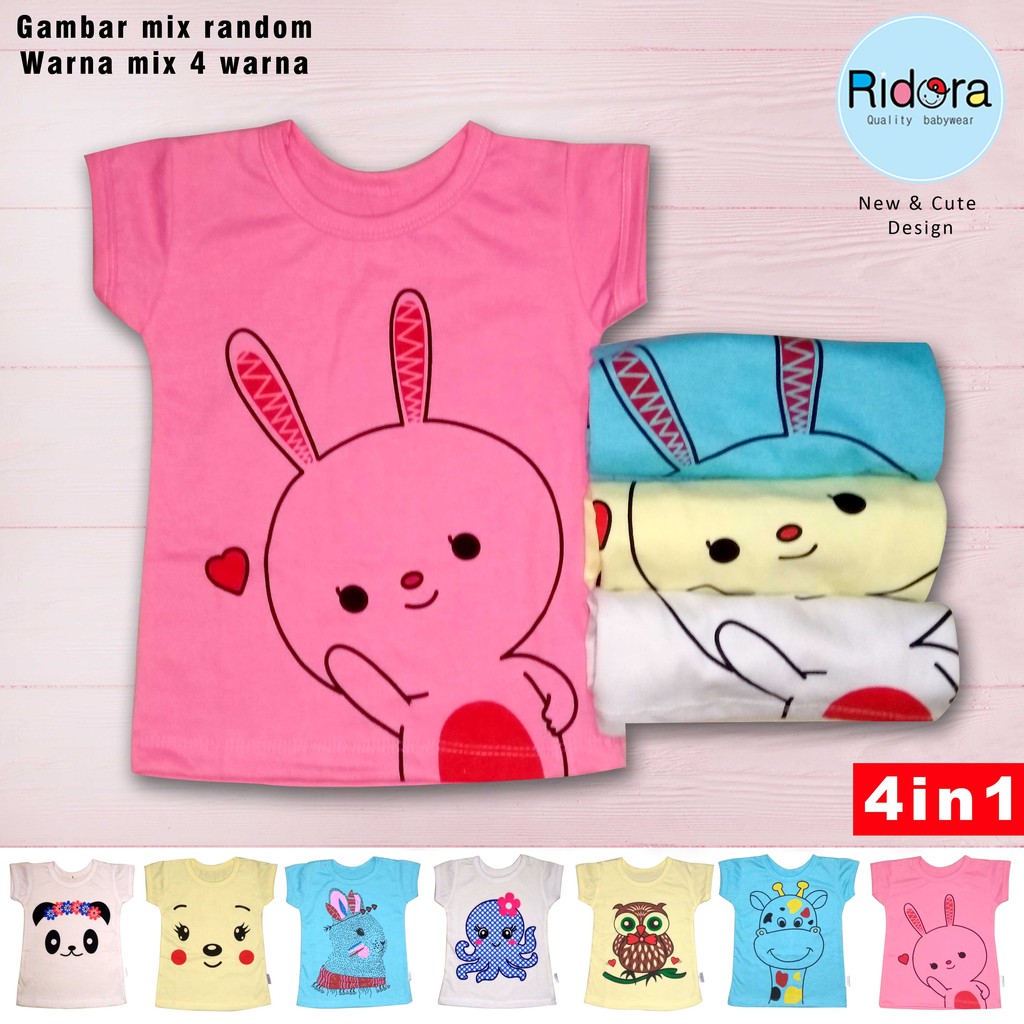  HARGA  untuk  4 PCS KAOS BAJU  ATASAN BAYI  dan ANAK  PEREMPUAN 