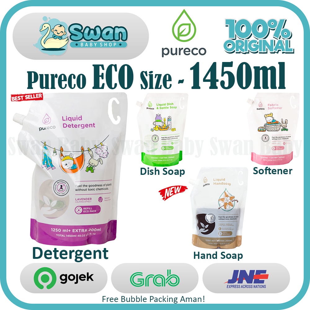 Pureco Refill Size 1450ml Eco Pack / Pureco Detergent / Liquid Dish Soap 1450