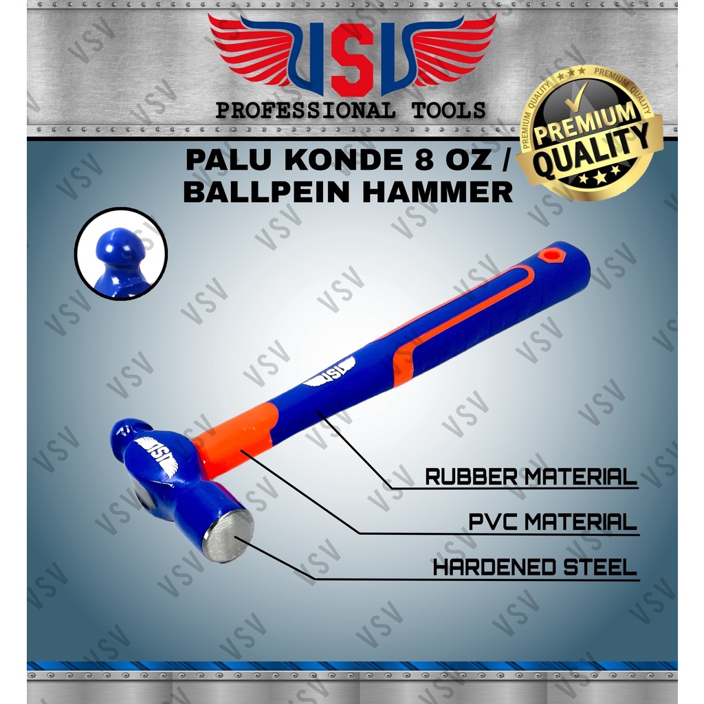 VSV Palu Konde 8oz Martil Ballpein hammer PVC+Rubber handle