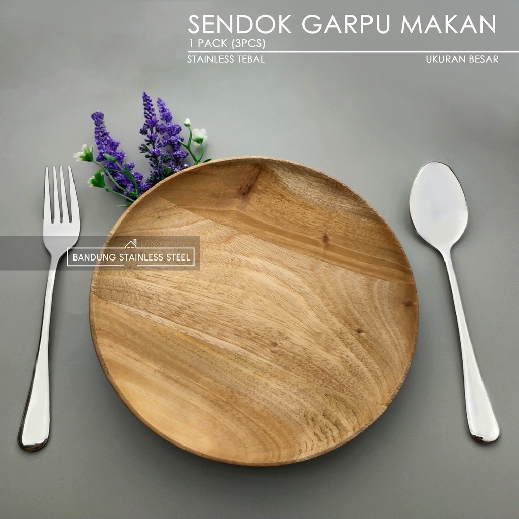 3 pcs sendok garpu makan besar standar stainless tebal hotel spoon fork