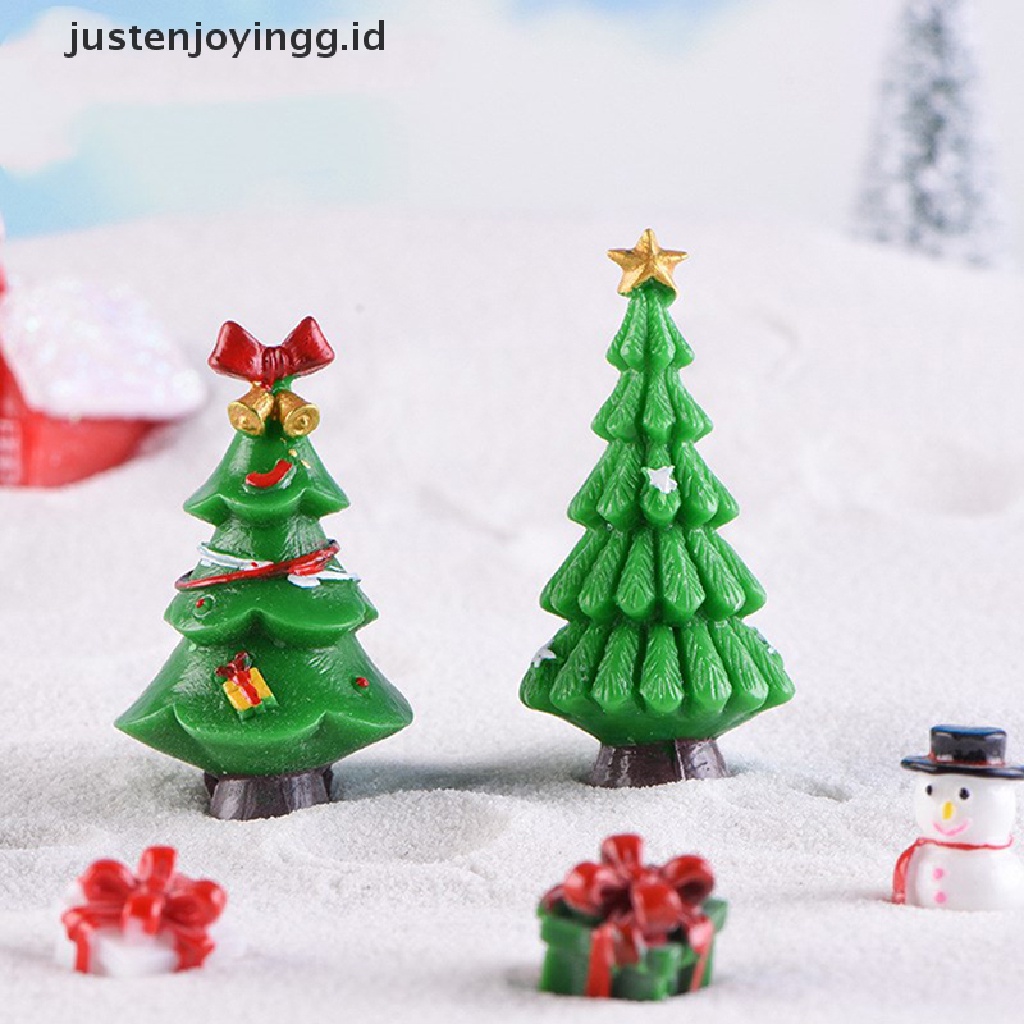 // justenjoyingg.id // Christmas Trees gift Figurines Fairy Garden Miniatures Resin Craft Landscape ~