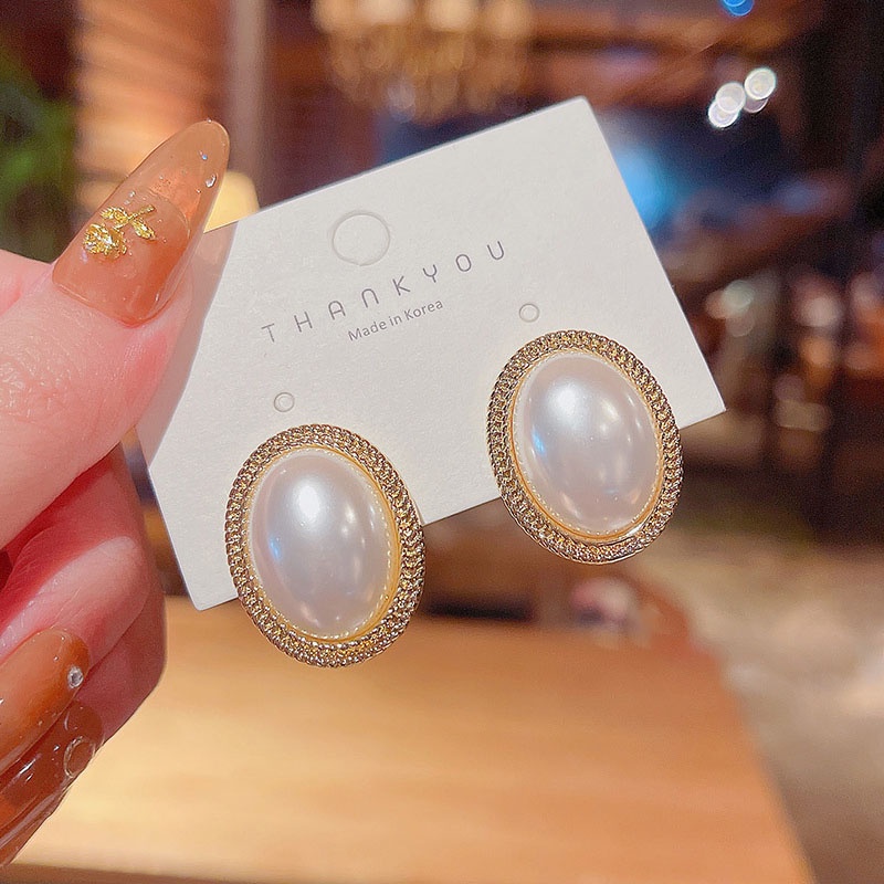 Shuling French Retro Baroque Pearl Earrings S925 Stud Earrings Ear Jewelry