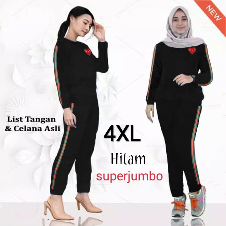 PIK - Setelan Training Love XL, XXL, 3XL, 4XL / PAKAIAN TRAINING WANITA / BAJU OLAHRAGA TERMURAH