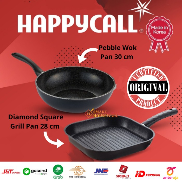 Happycall  Panci Pebble Wok Pan Ceramic ORI Kualitas Premium Size 30 cm