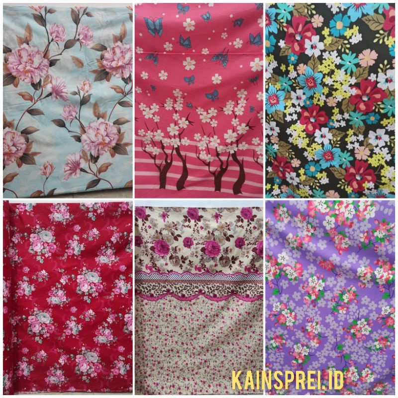 BAHAN KAIN SPREI METERAN MOTIF BUNGA FLORA SHABBY MUKENA DRESS DASTER L 240