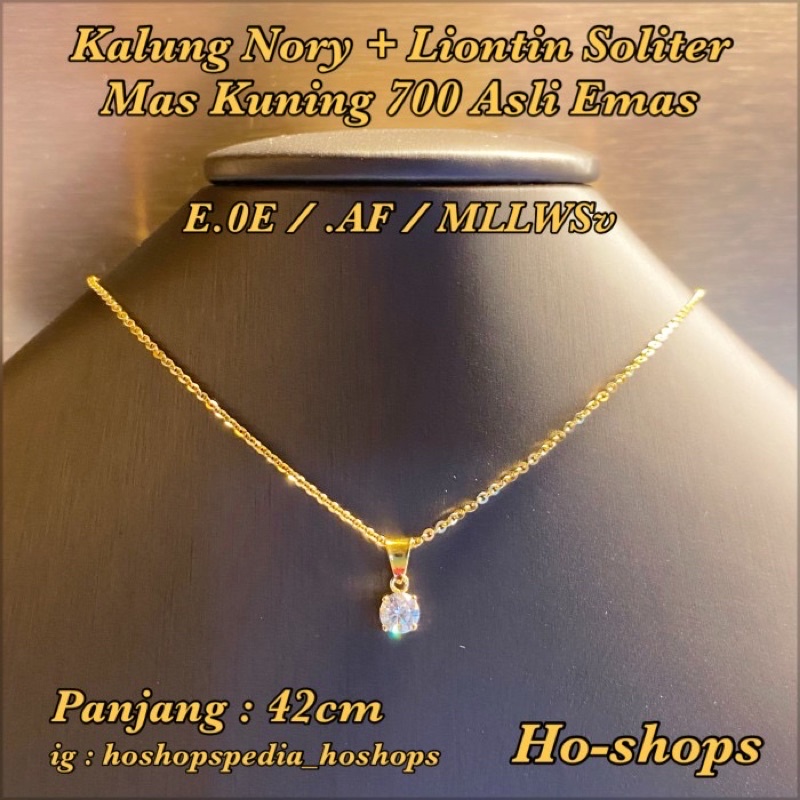 kalung nory + liontin soliter mas kuning kadar 700 asli emas