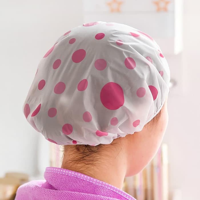 Penutup Kepala atau Shower Cap  / PENUTUP MANDI ATAU PELINDUNG RAMBUT LUCU - Warna dan Motif Random