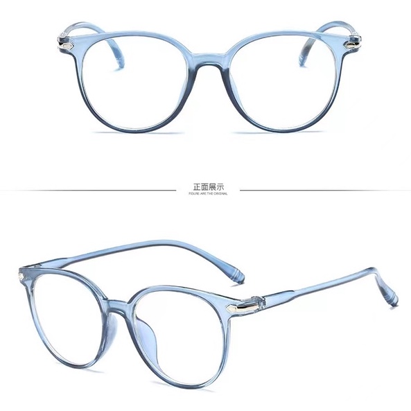 {Barang Tiba Pembayaran}Kacamata  Putaran Wanita Pria Dan Wanita Yang Nyaman-14-6 Blue