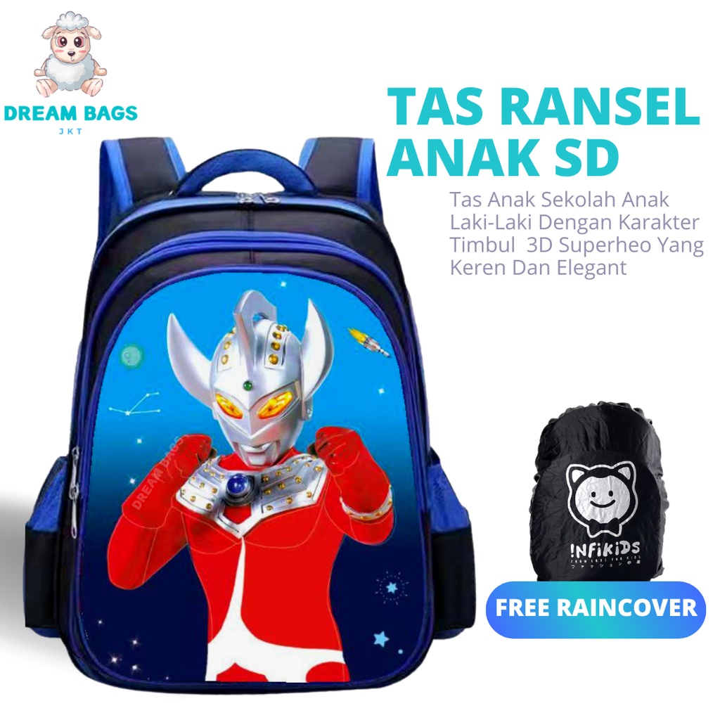 Tas Sekolah Karakter Superhero DB 6123 Size SD Tas Anak Import