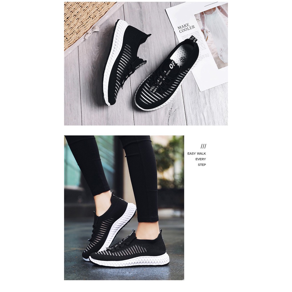 Sepatu wanita sneakers 2022 Sepatu olahraga rajutan terbang sports shoes Bahan Full Karet Anti Licin