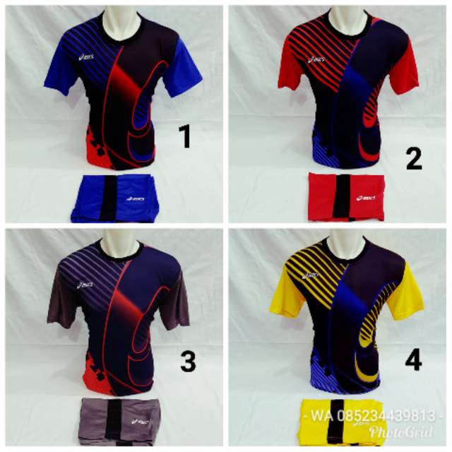 [ RESTOK ] BAJU OLAHRAGA KAOS SETELAN FUTSAL DAN BOLA VOLLY ASICS PRINTING