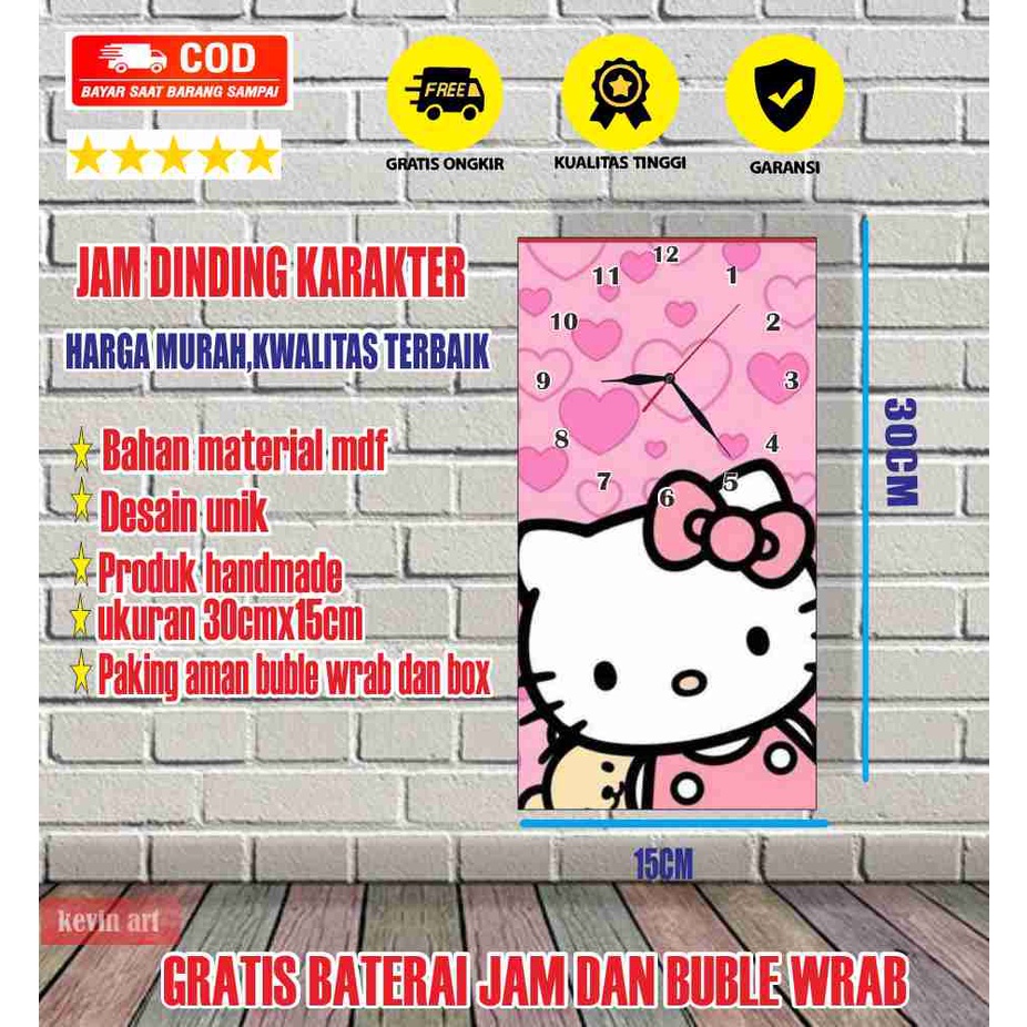 Jam Dinding Karakter Hello Kity Minion Serba Serbi BT21 Member Kartun Unik Jam Dinding Kaligrafi Mesjid Jam Meja Ukuran 30cm