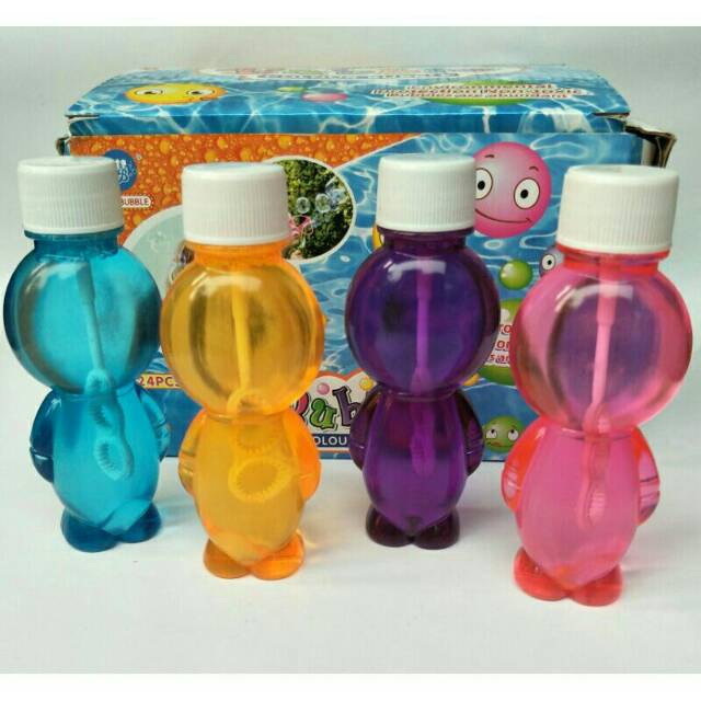 Mainan Bubble Sabun Tiup Gelembung Botol Stik 3Lubang Lucu Suvenir Anak Murah