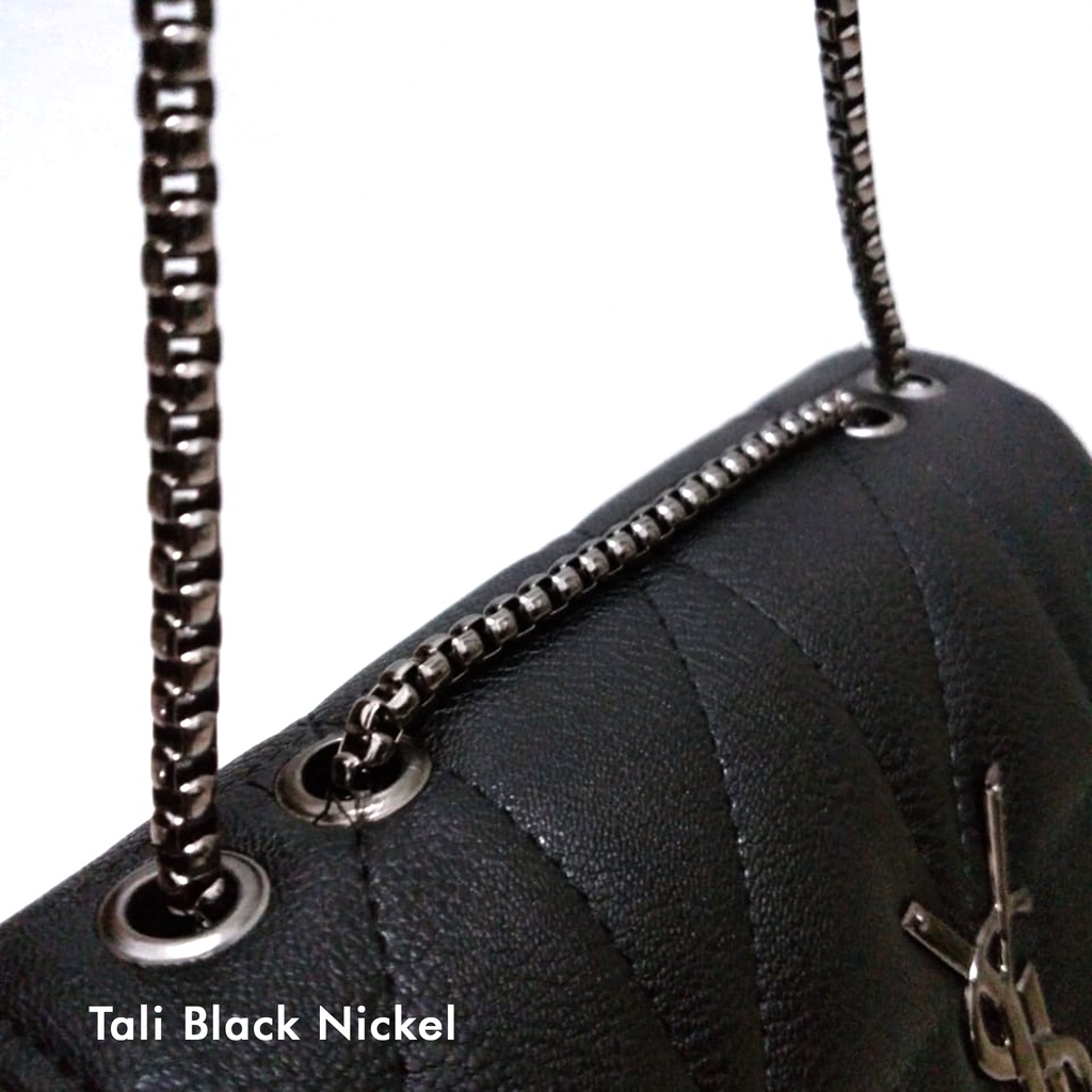 Shoulder Bag Tali Rantai black nickel Tas Wanita kulit sintetis Slempang Murah Sling bag tali rante Fashion Remaja Terbaru hand bag strap rantai tas selempang wanita slingbag polos