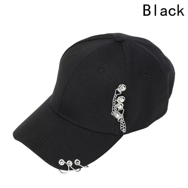 Pria Hip-Hop Topi Topi Keren Gaya Korea Rantai Besi Ring Baseball Cap