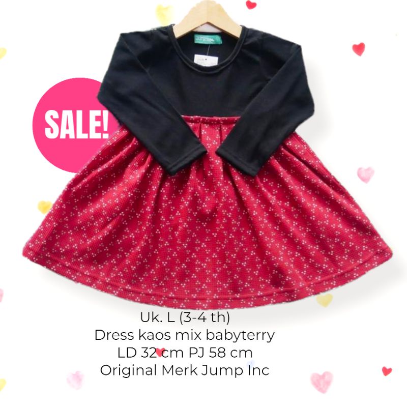 Obral Baju Anak Branded - Dress Kaos Mix Babyterry Ori Merk Jump Inc