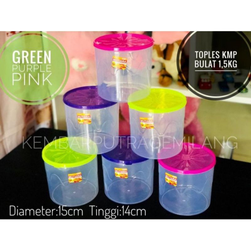 Toples bulat Plastik - Kue - Kerupuk 1.5 KG - KMP Mutiara