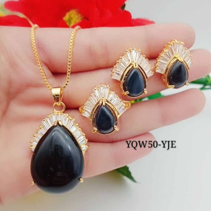 giok hitam set perhisan xuping wanita impor terlaris