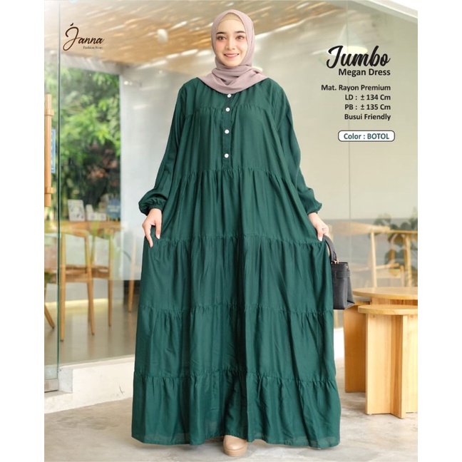 NEW MEGAN DRESS JUMBO LD134 MATT RAYON PREMIUM ORIGINAL JANNA