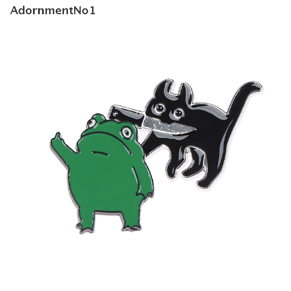 (AdornmentNo1) 1pc Bros pin Enamel Desain Katak / Kucing Dengan Gestur Tangan