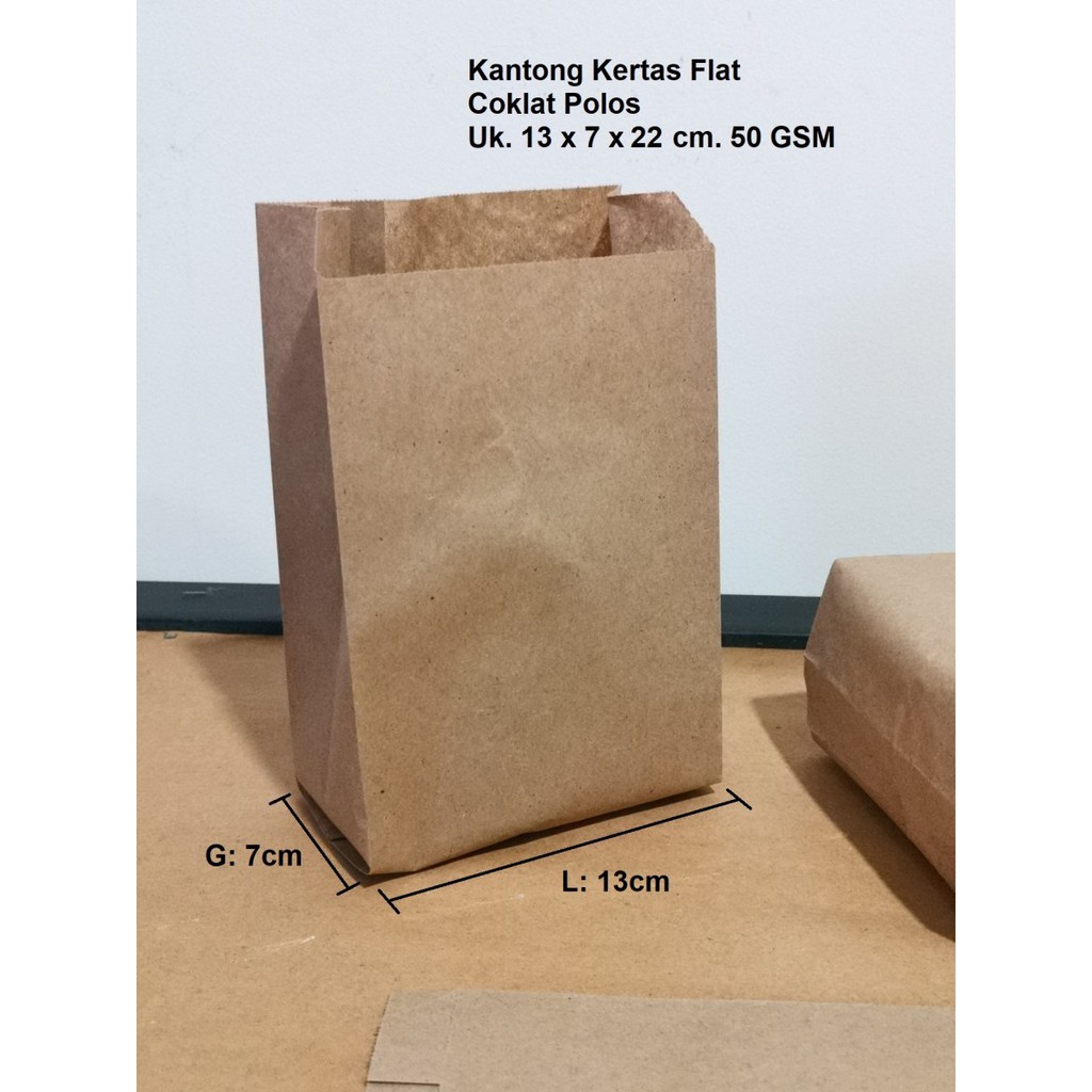 

(100 Pcs) Paper bag kantong kertas flat 23x13x7