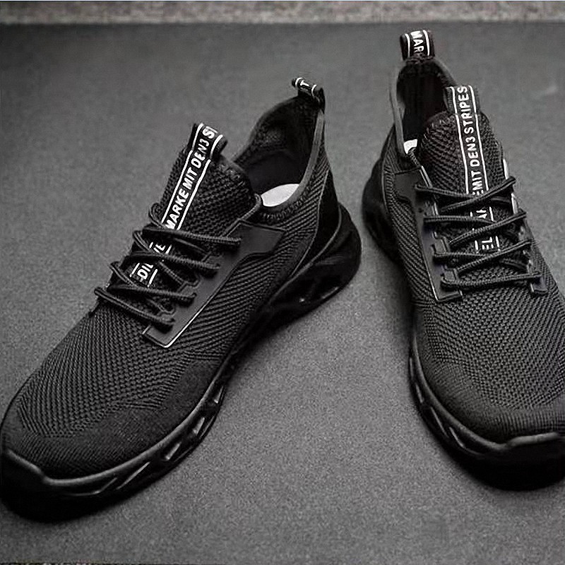 Highland Sepatu Sneakers Pria Sepatu Olahraga Kasual Running Shoes Outdoor Hitam Polos MR206