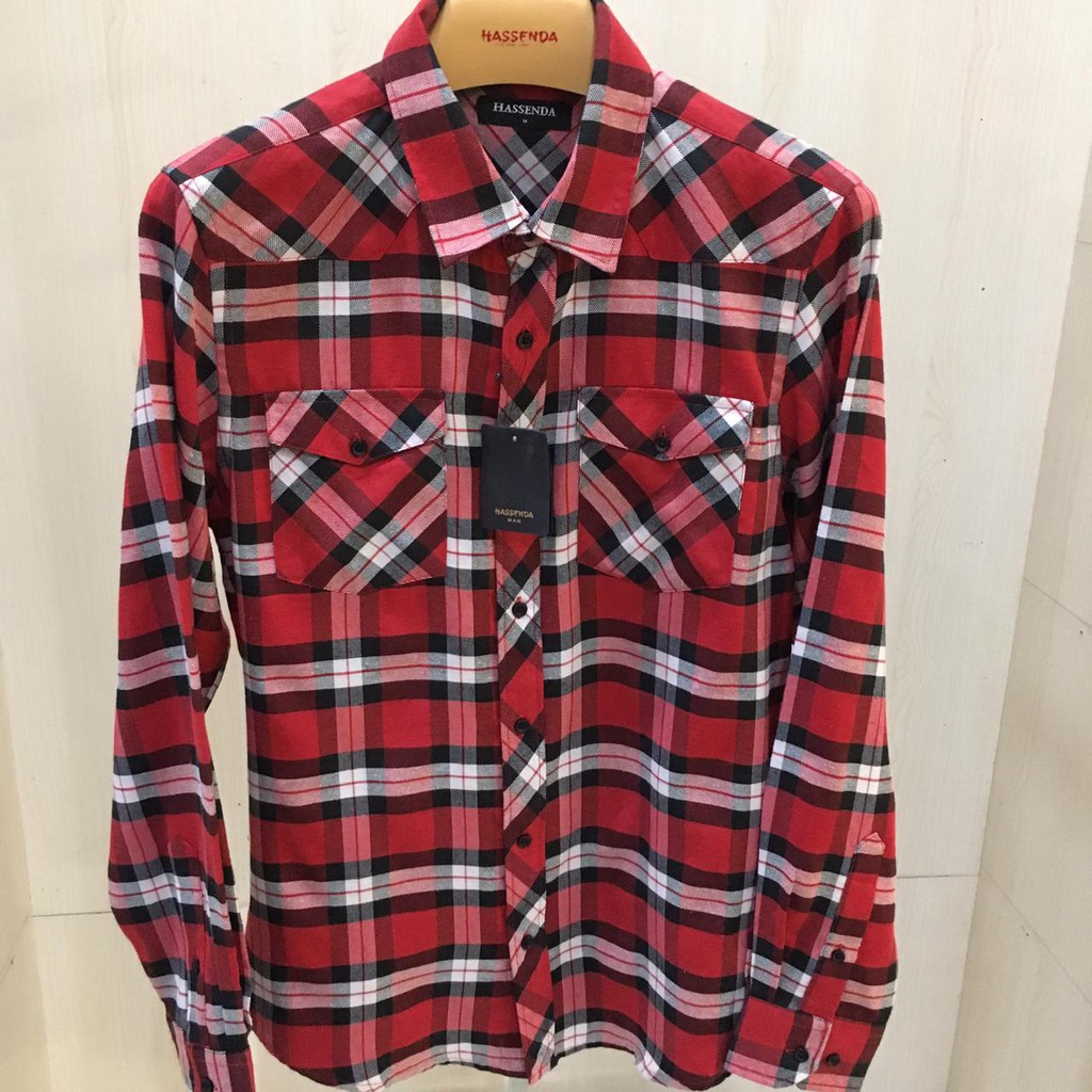 Kemeja Pria Lengan Panjang Hassenda / Baju Pria Kerja Kotak Murah