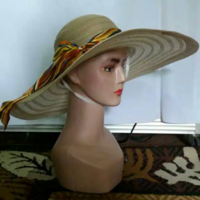 Topi pantai nylon model anyam import