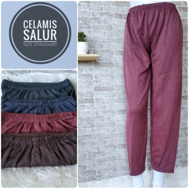 Celamis silma garis vertikal dalaman gamis motif salur celana inner panjang legging wanita murah