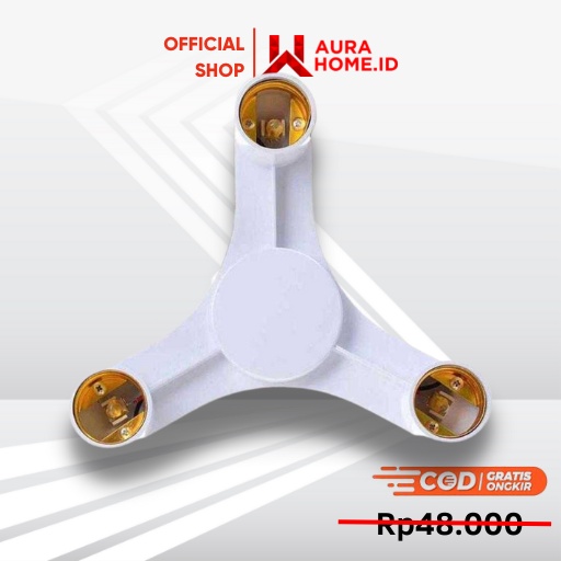 Fitting E27 Cabang 3 Lampu Bohlam Studio / Fitting Piting Lampu Plafon Plapon Pvc Gantung Flaksibel 