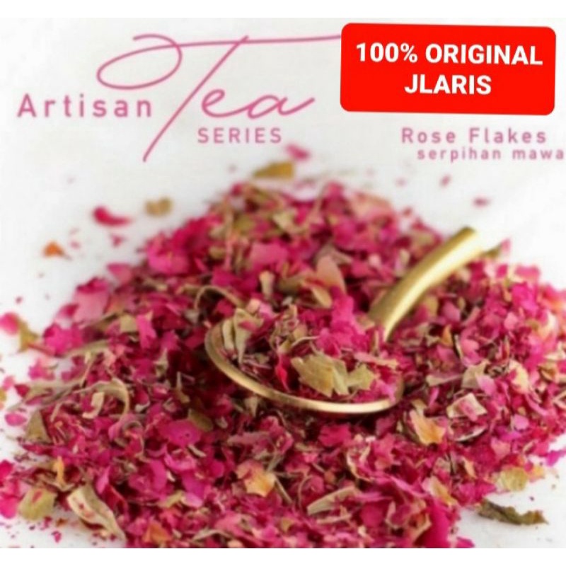 

artisan tea cafe - rose flakes serpihan bunga mawar kering sampel 10gr