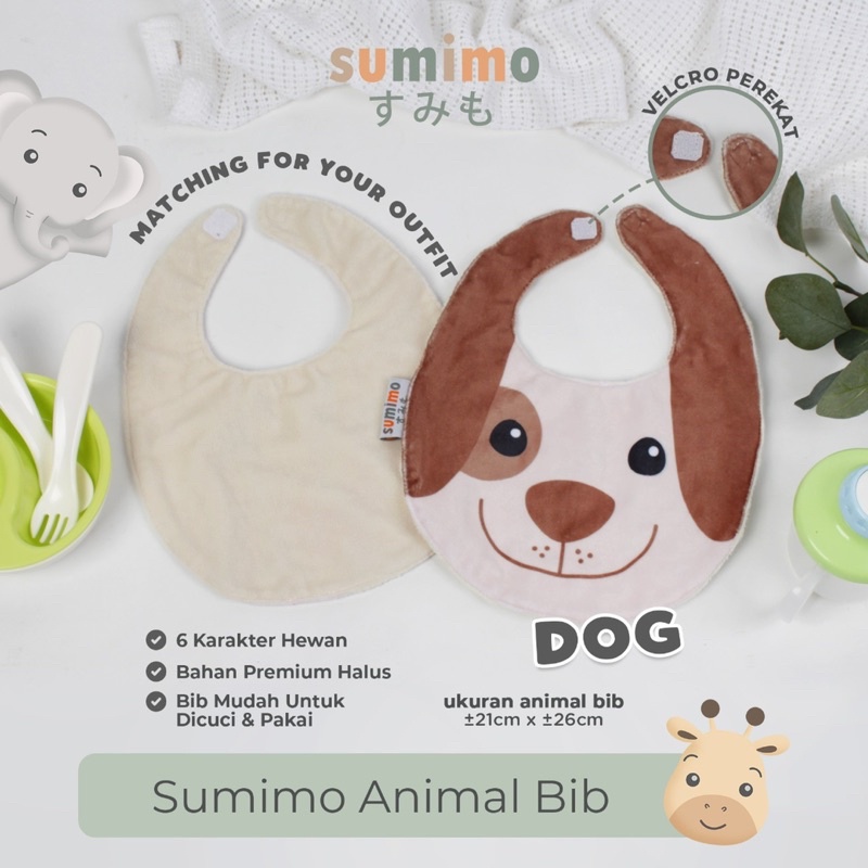 Sumimo ANIMAL BIB / Celemek Bayi / Slaber Tatakan Iler Tatakan Makan Gambar Binatang