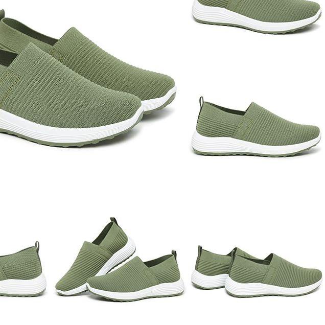 SEVEN_DAY SEPATU RAJUT SLIP ON WANITA OLAHRAGA TANPA TALI SPORT SHOES HIJAU A-667