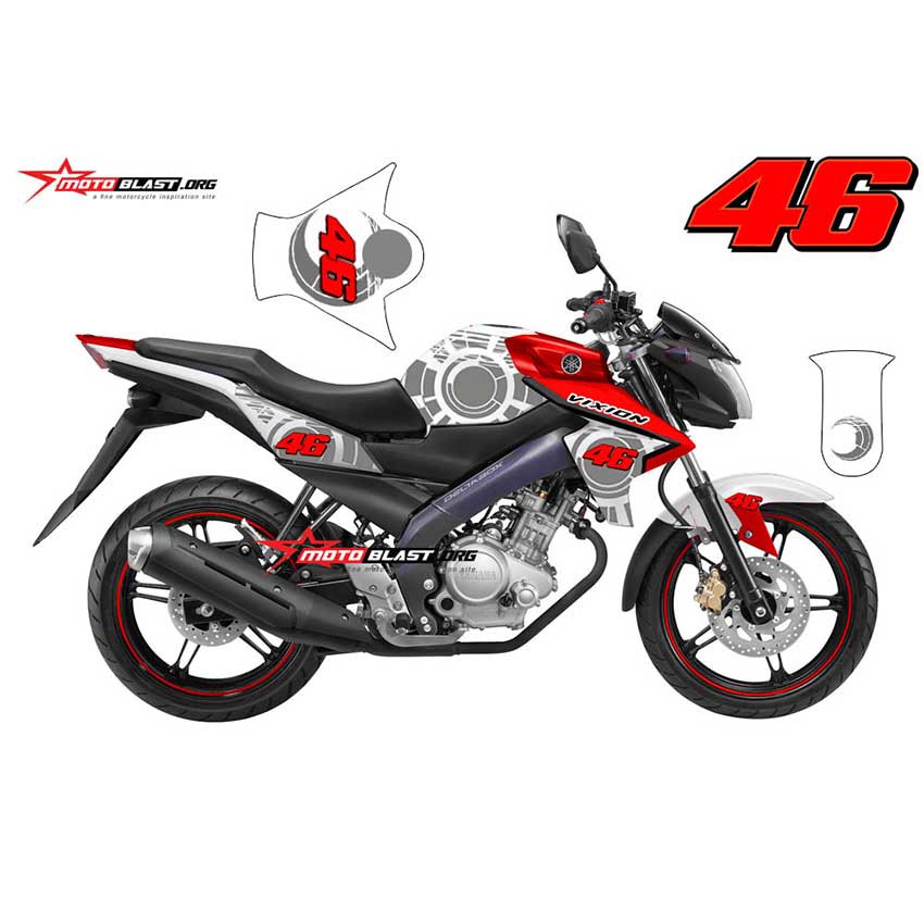 Decal Stiker Yamaha Vixion Advance White Sunmoon Red Grey Shopee