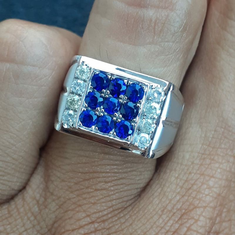 cincin pria blue safir+berlian