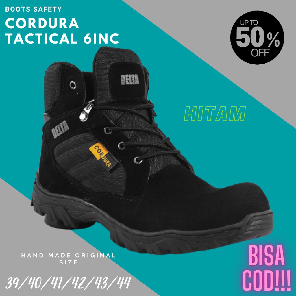 Bayar Di Tempat - Sepatu Delta Tactical Low Hitam 6'Inci Sepatu Hiking Touring Termurah Terlaris