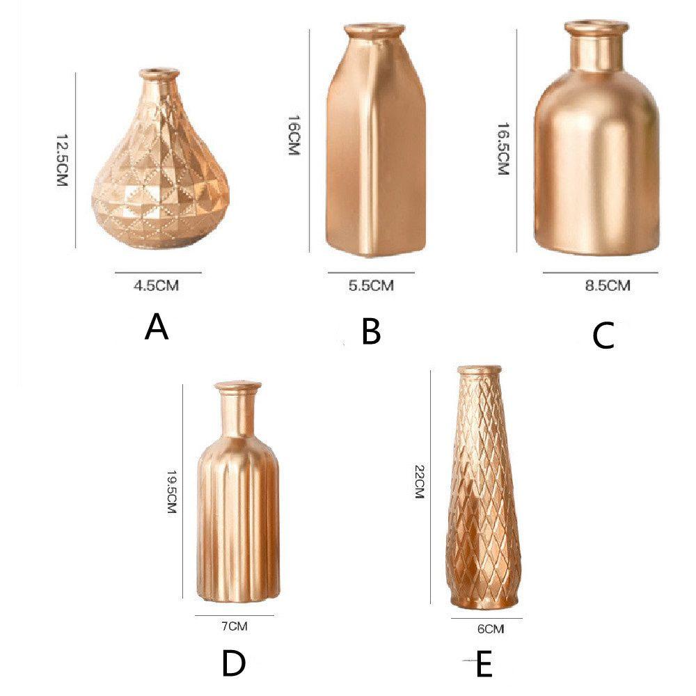 Preva Vas Kaca Gold Vas Kaca Dekorasi Rumah Retro Vas Kaca Ornamen Botol Bunga