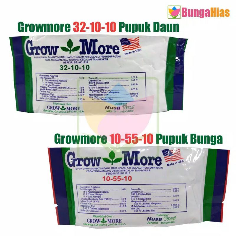 PUPUK NPK GROWMORE 100GRAM DAUN DAN BUNGA