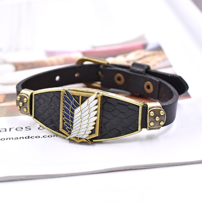 Gelang Tangan Kulit Adjustable Motif Anime Attack on Titan Untuk Wanita