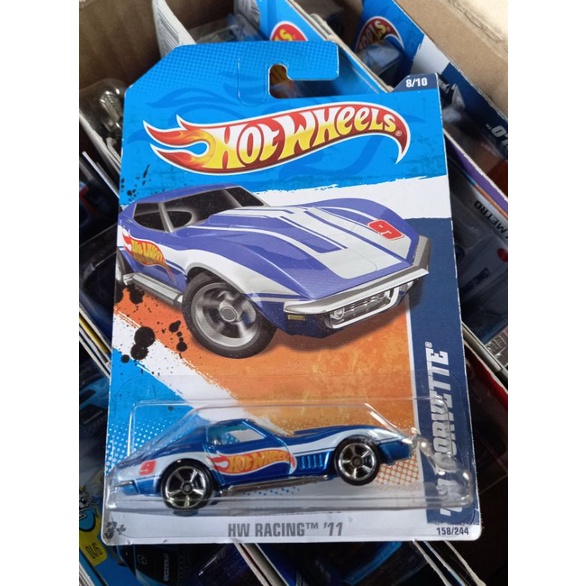 hotwheels 69 CORVETTE HW RACING 11 HW BLUE CARD, CARD LAWAS