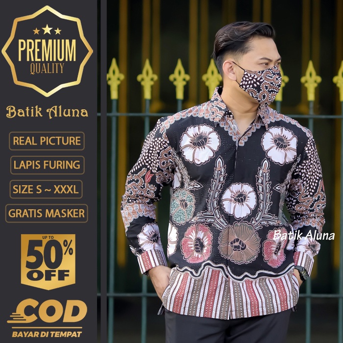 BATIK PRIA LENGAN PANJANG MEWAH PREMIUM ALUNA PRABUSENO SHANGHAI KERIS KEMEJA BATIK ACARA NIKAHAN KE