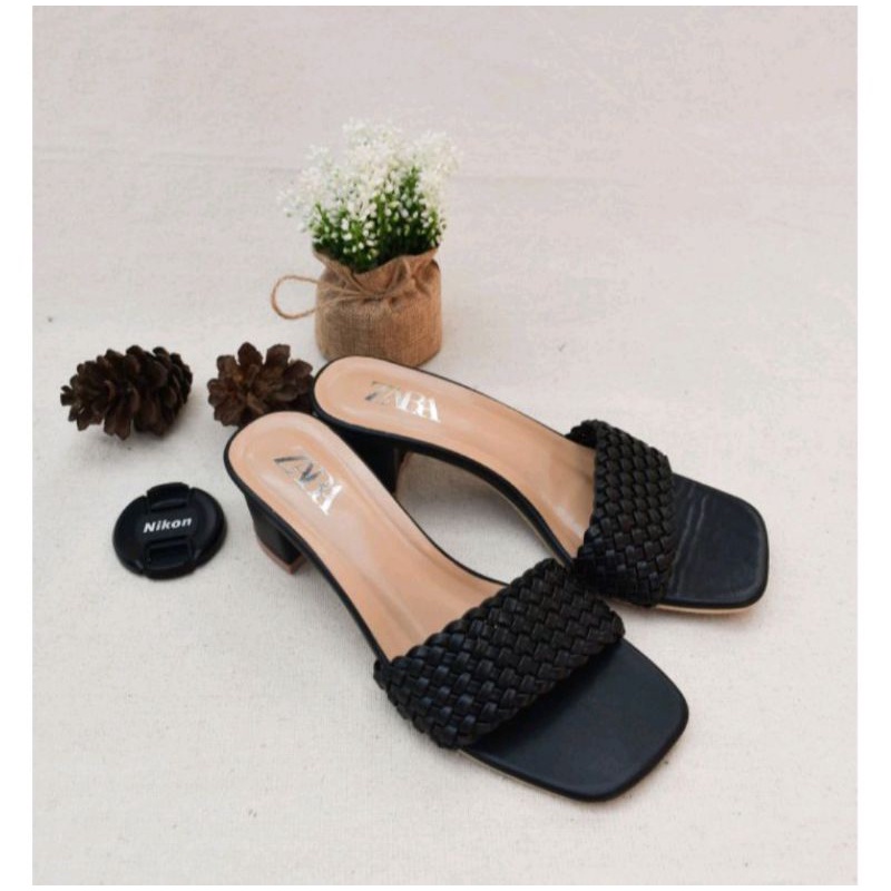 promo ramadan Sandal wanita heels kepang 5 cm