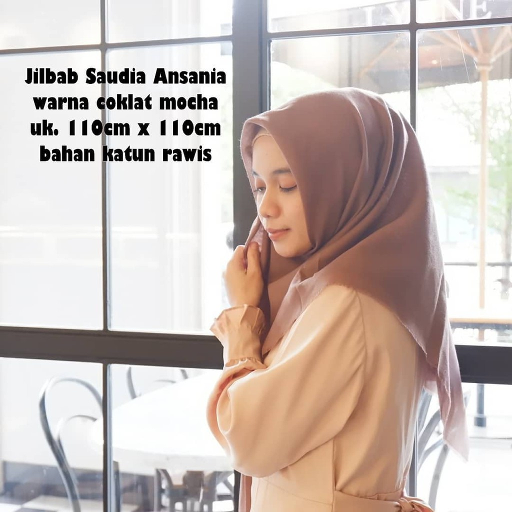 Jilbab Saudia Ansania polos Warna coklat mocha