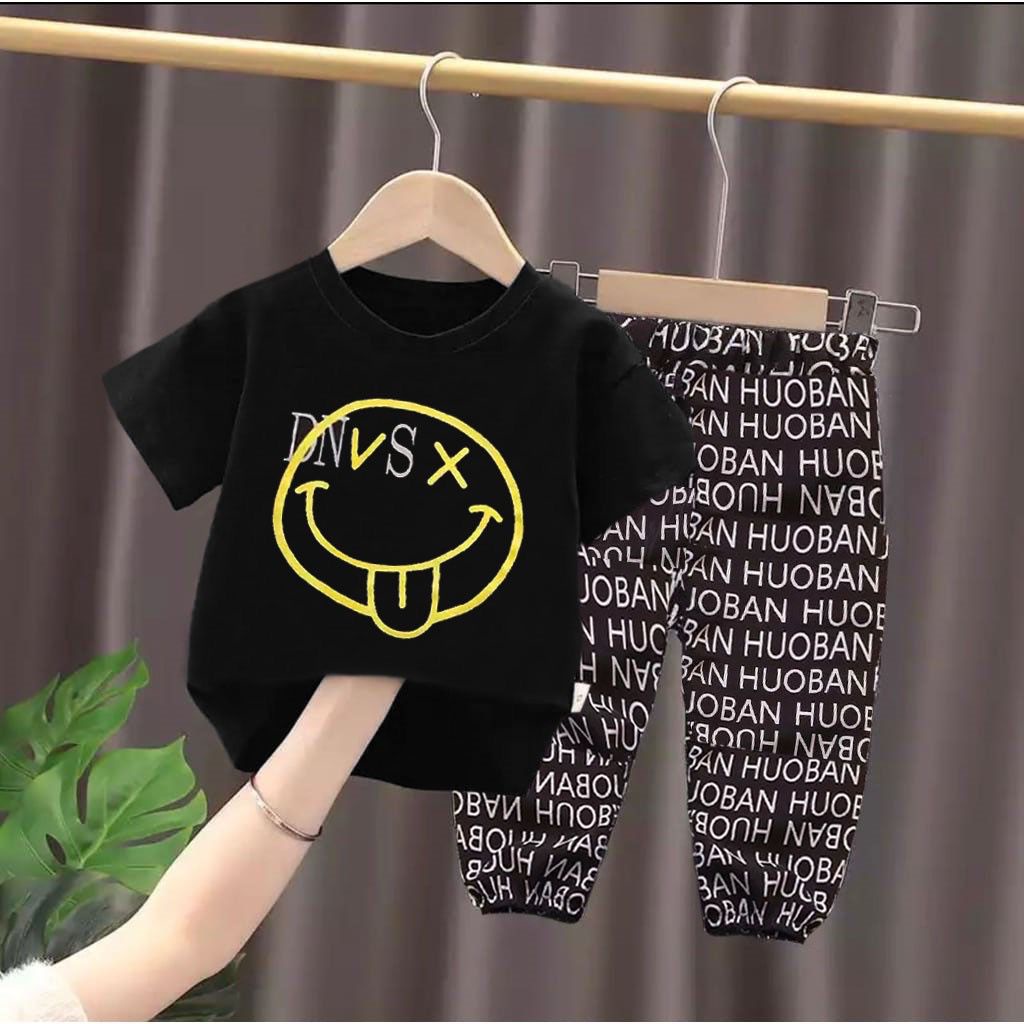 PROMO SETELAN ANAK LAKI-LAKI DAN PEREMPUAN USIA 6-10 BULAN 1-5 TAHUN BISA COD BAYAR DITEMPAT BAHAN KATUN COMBAD MOTIF SMILE DNS KAOS ADEM TERMURAH TERLARIS MASA KINI FASHION TERKEREN TERLUCU  HANYA DI GALERY SHOP08